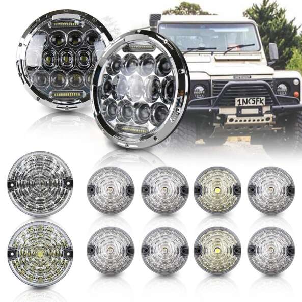 Land Rover Defender 90 & 110 7inch Led Headlight Indicator Rear Tail Lamp Fog & Reverse & Front Side Light