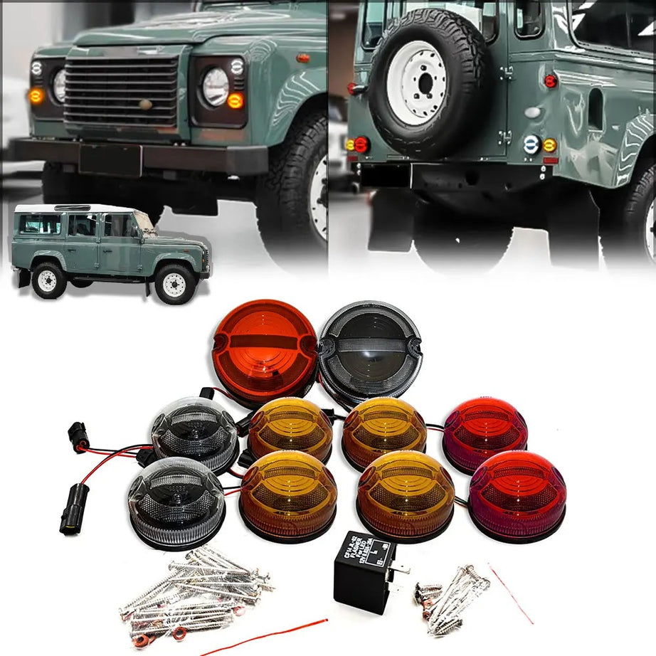 For Land Rover Defender 90 110 130 1995-2016 95MM Round NAS-Style Led Upgraded Light Replacement Turn Signal/Position/Tail Stop